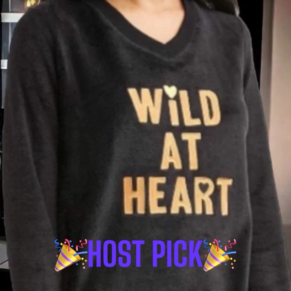 Secret Treasures Black Pajama Top with Gold Lettering
